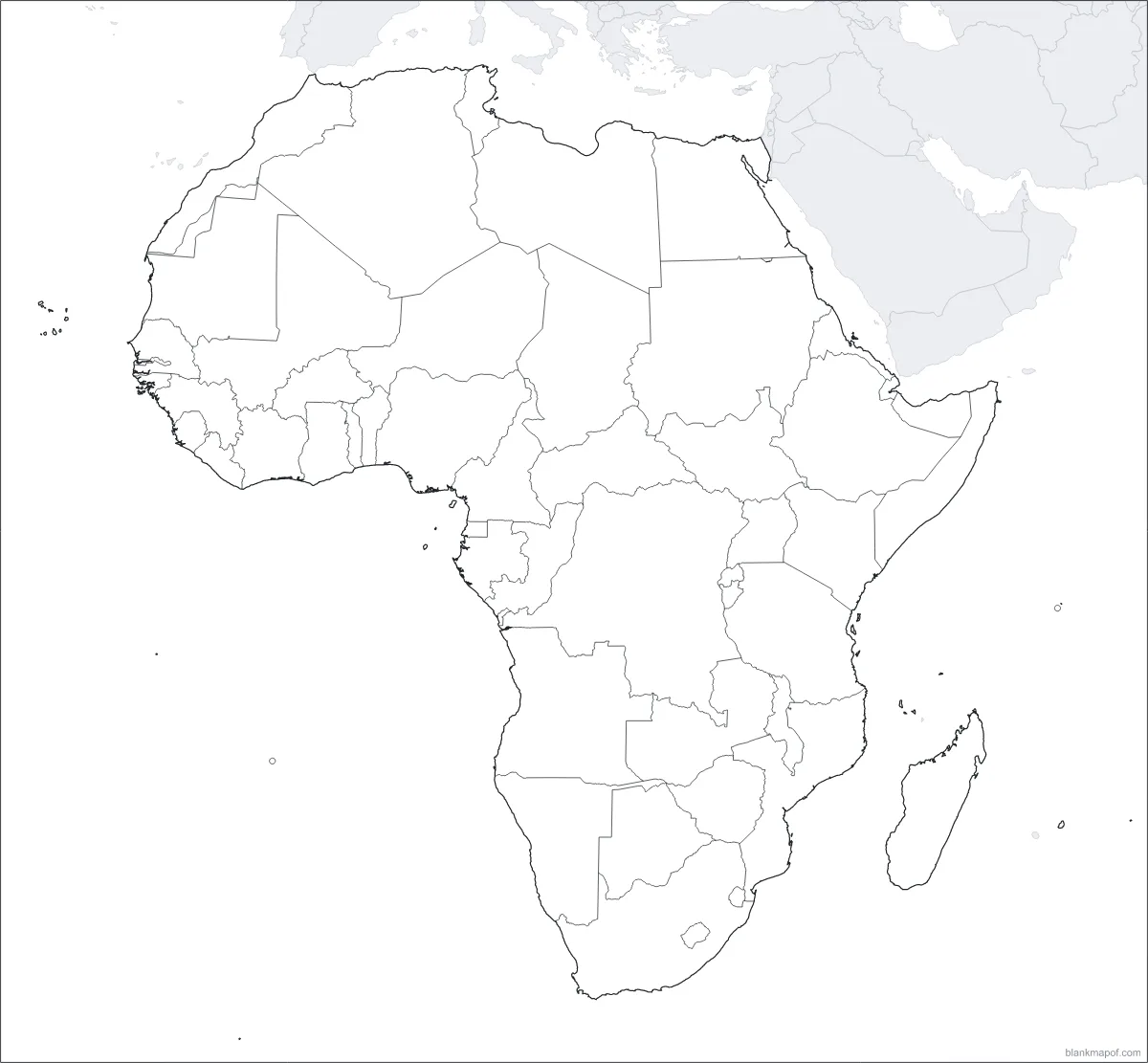 Blank map of Africa