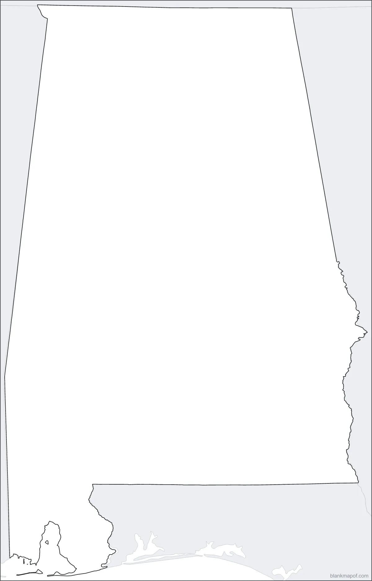Blank map of Alabama, outline