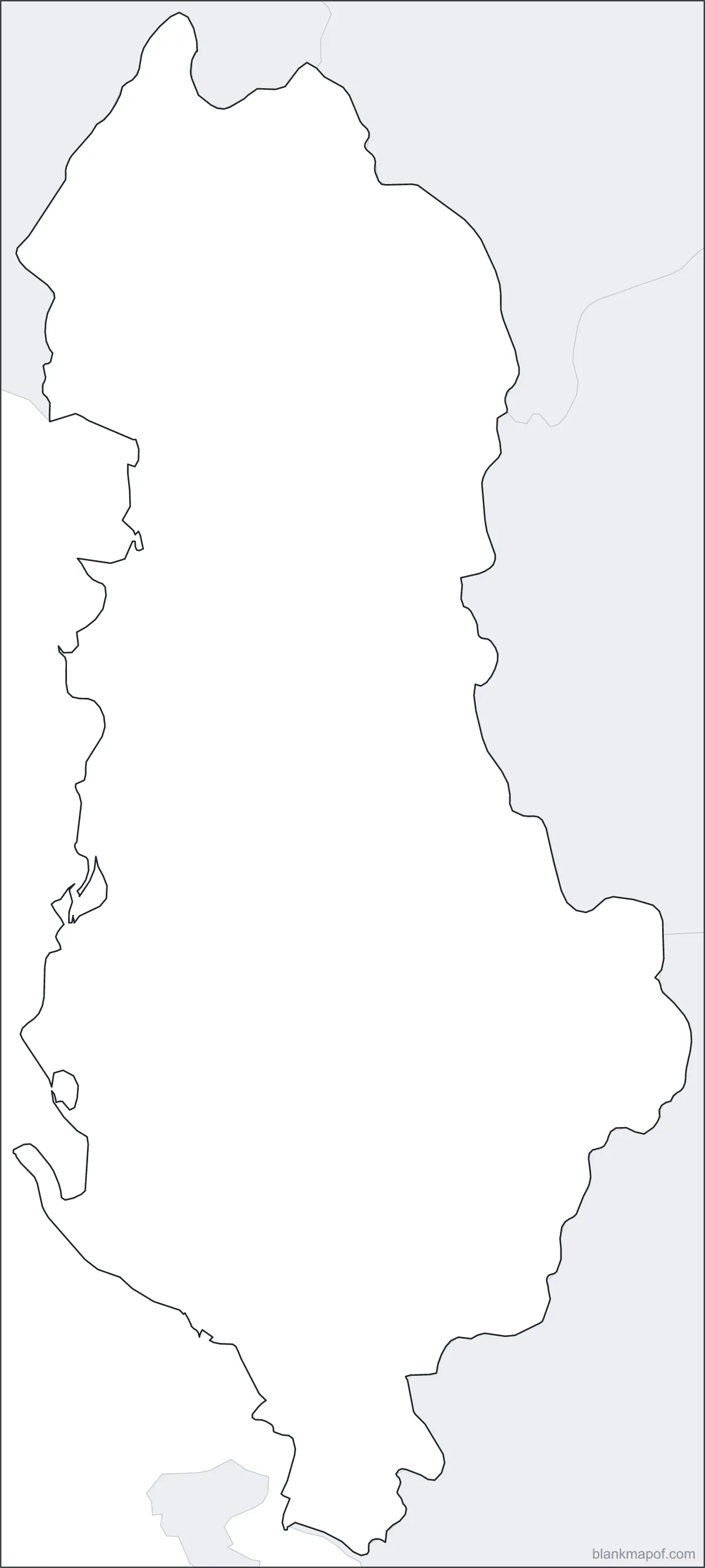 Blank map of Albania, outline