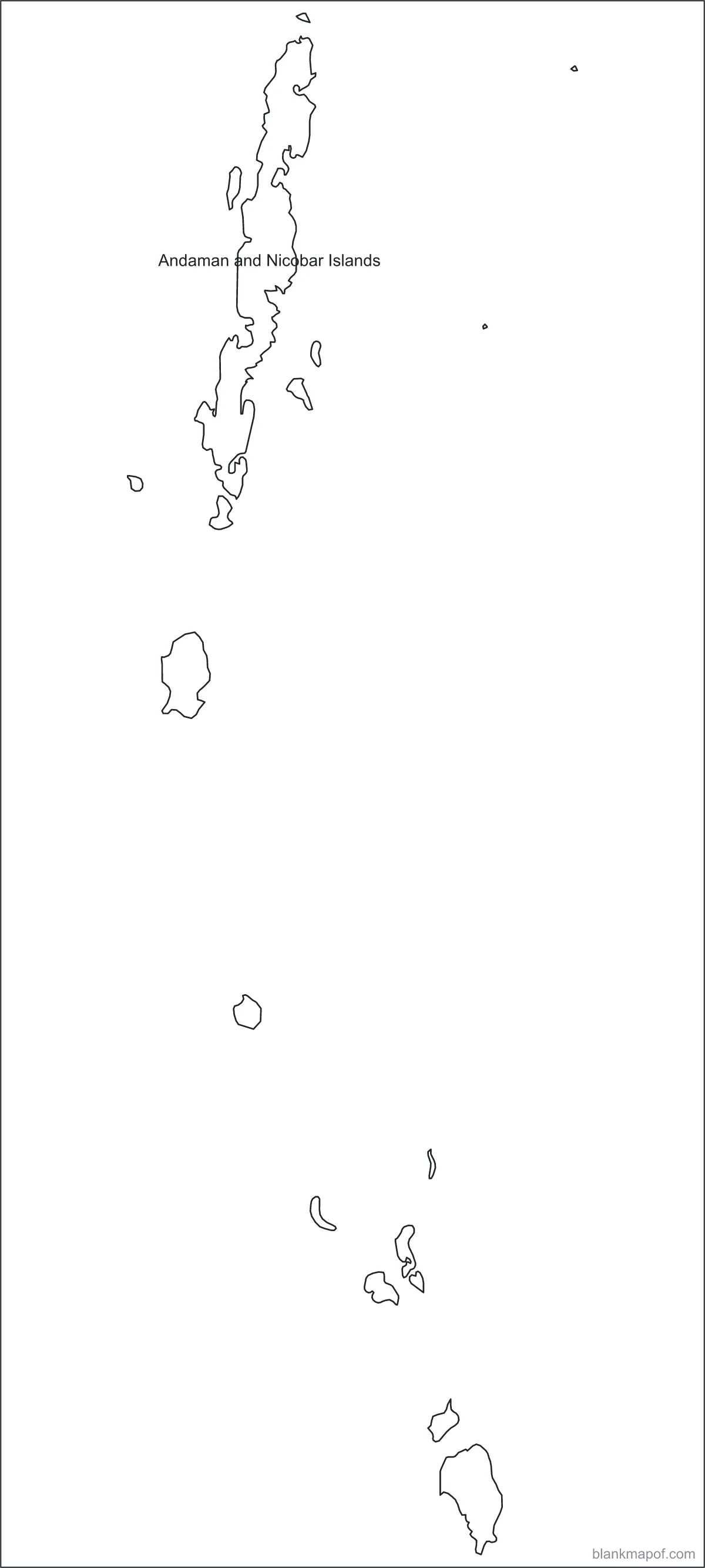 Blank map of Andaman and Nicobar Islands, labeled