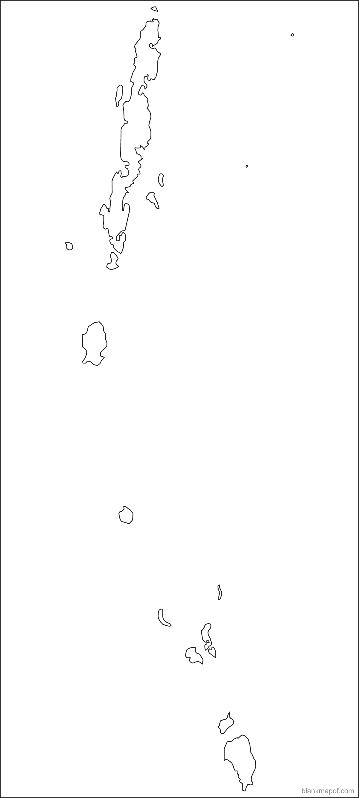 Blank map of Andaman and Nicobar Islands, outline