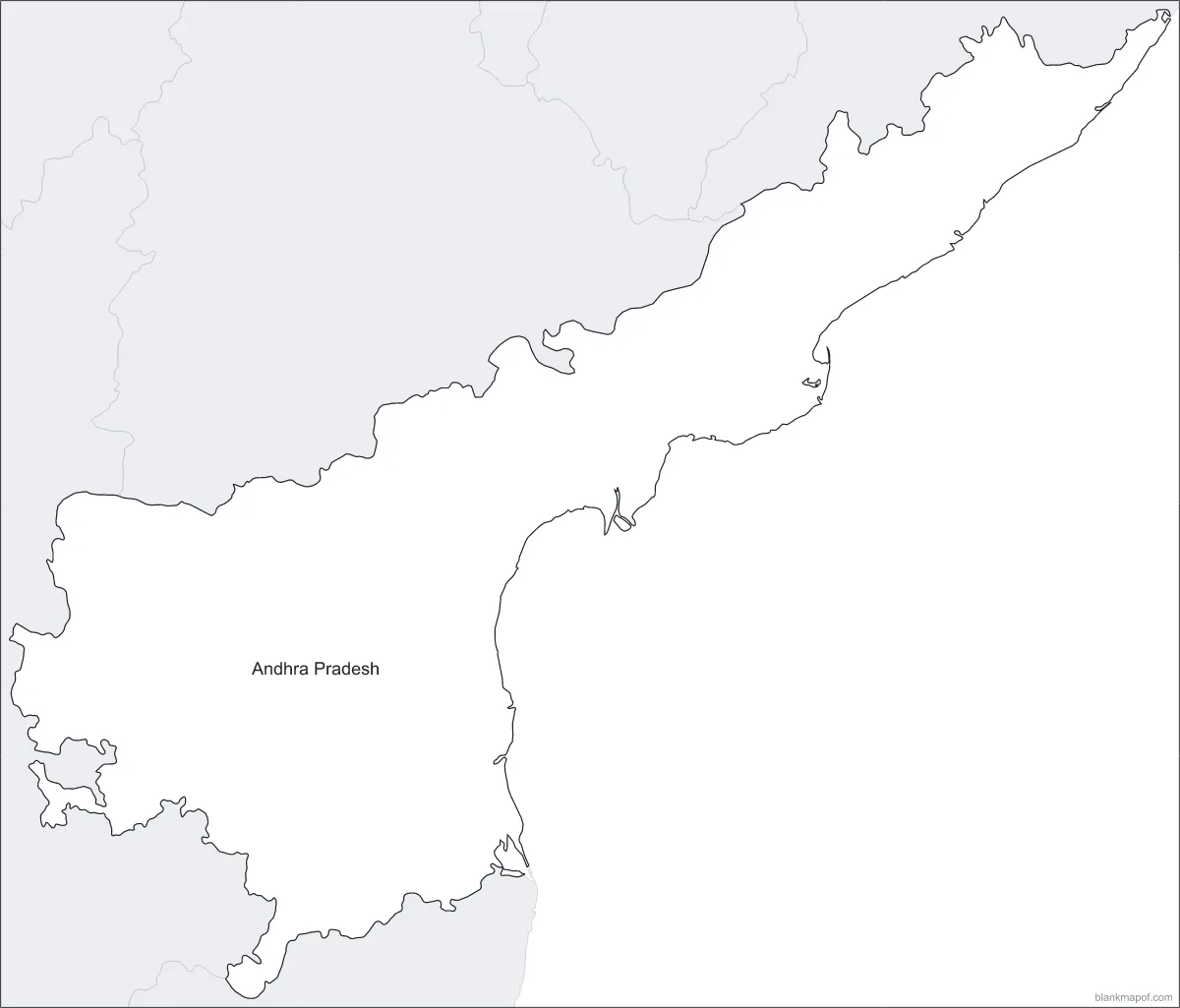 Blank map of Andhra Pradesh, labeled