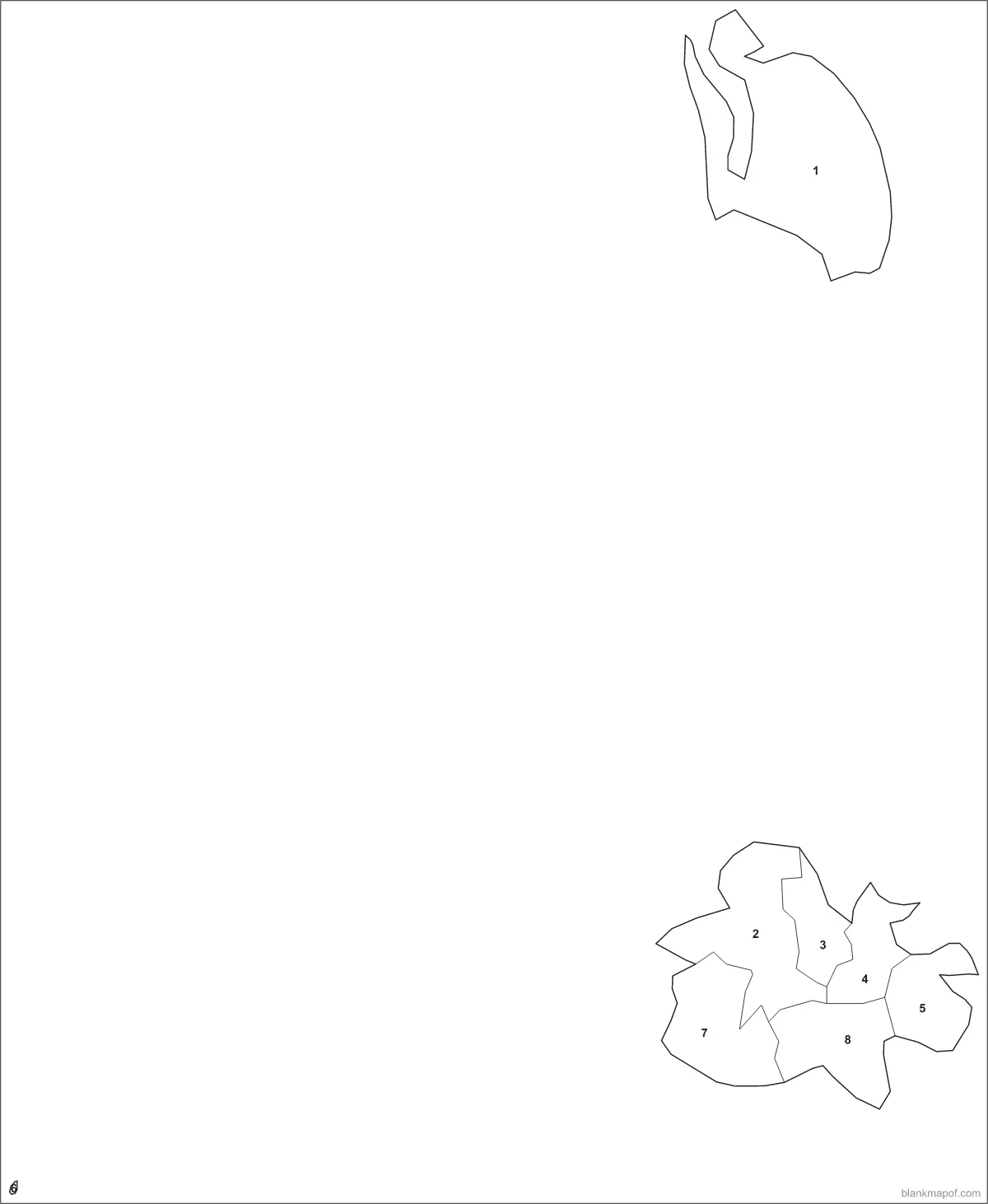 Blank map of Antigua and Barbuda, numbered