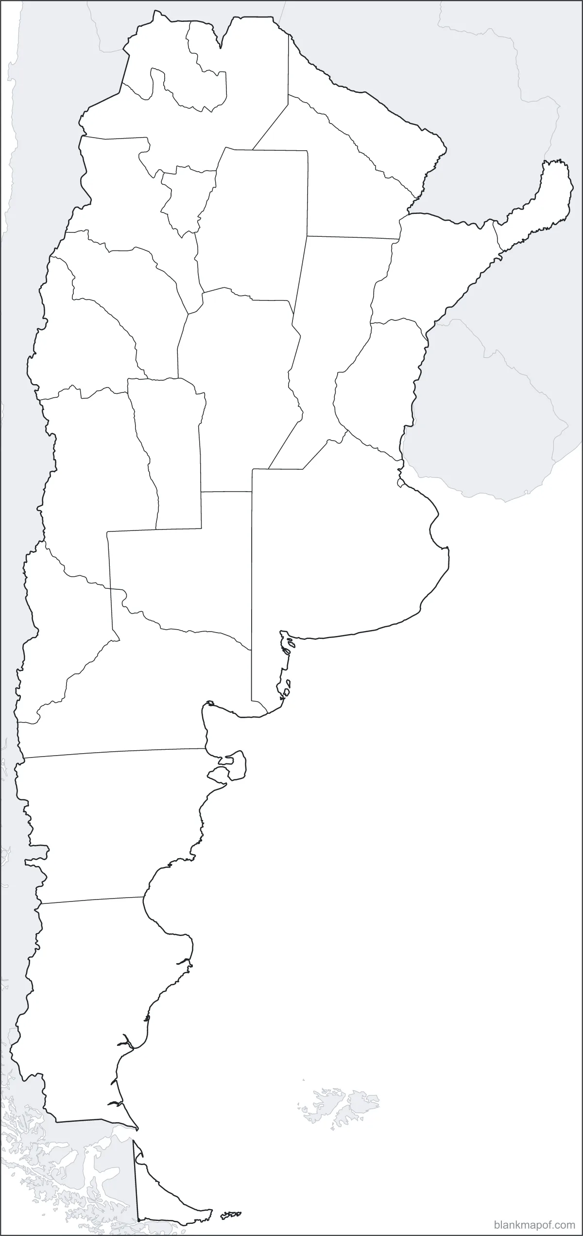 Blank map of Argentina