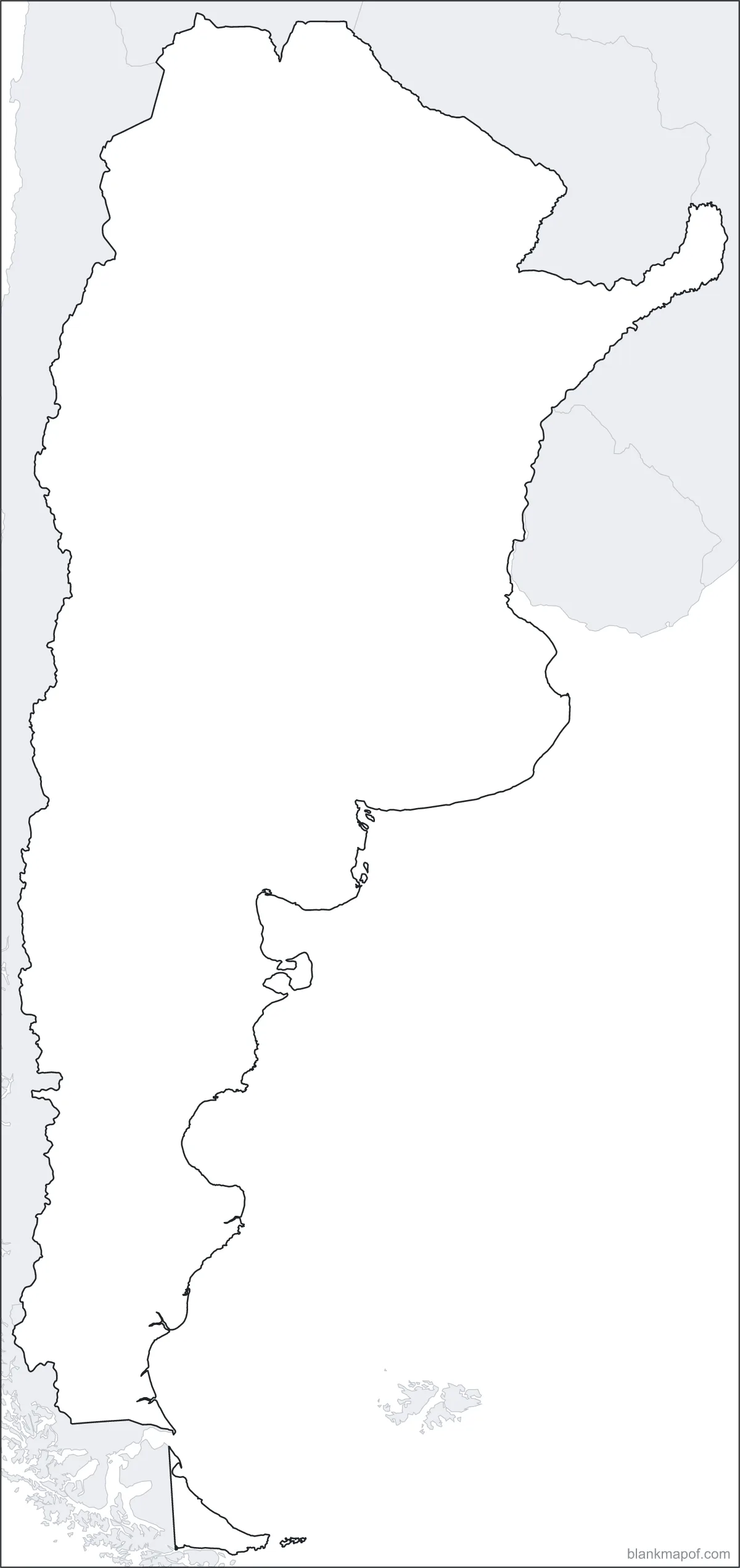 Blank map of Argentina, outline