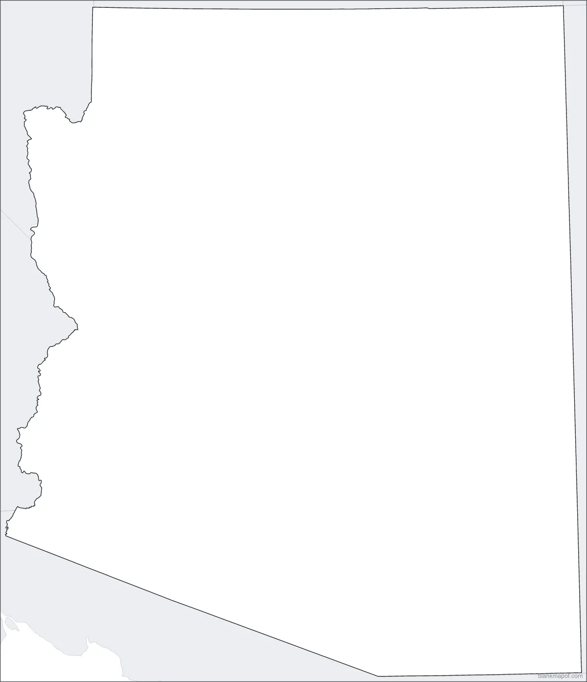 Blank map of Arizona, outline