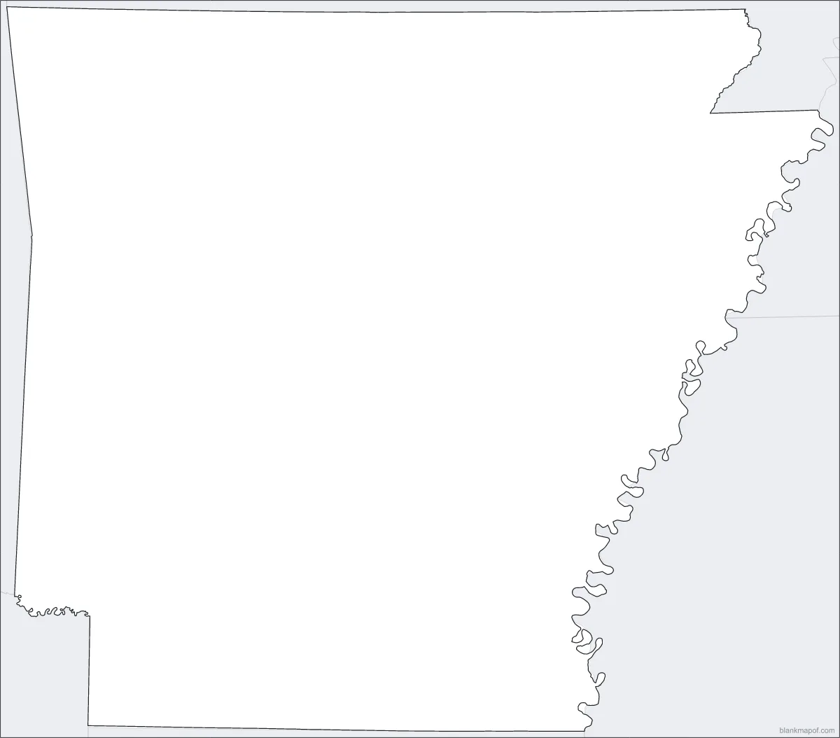 Blank map of Arkansas, outline