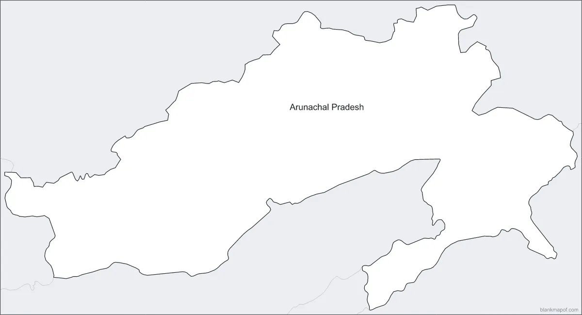 Blank map of Arunachal Pradesh, labeled
