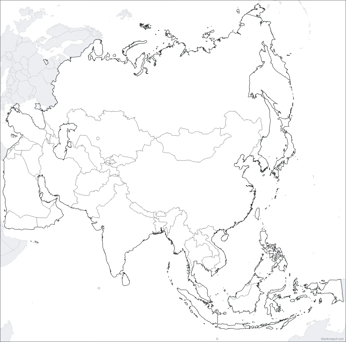 Blank map of Asia