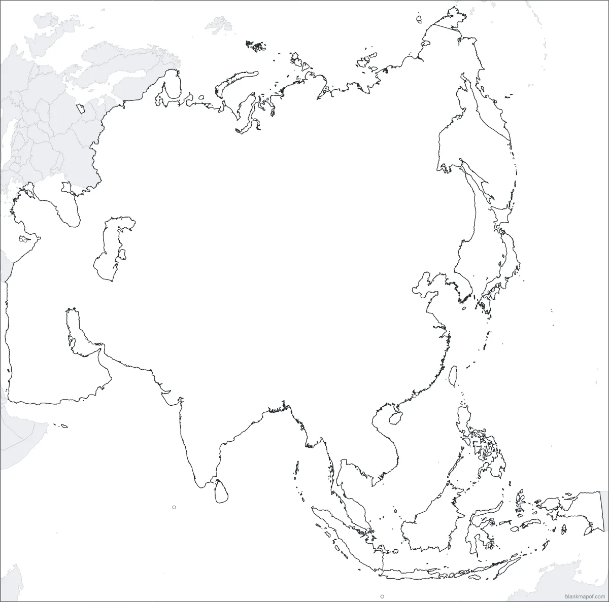 Blank map of Asia, outline
