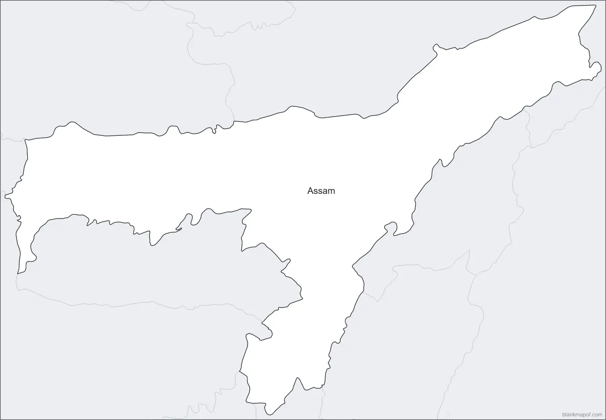 Blank map of Assam, labeled