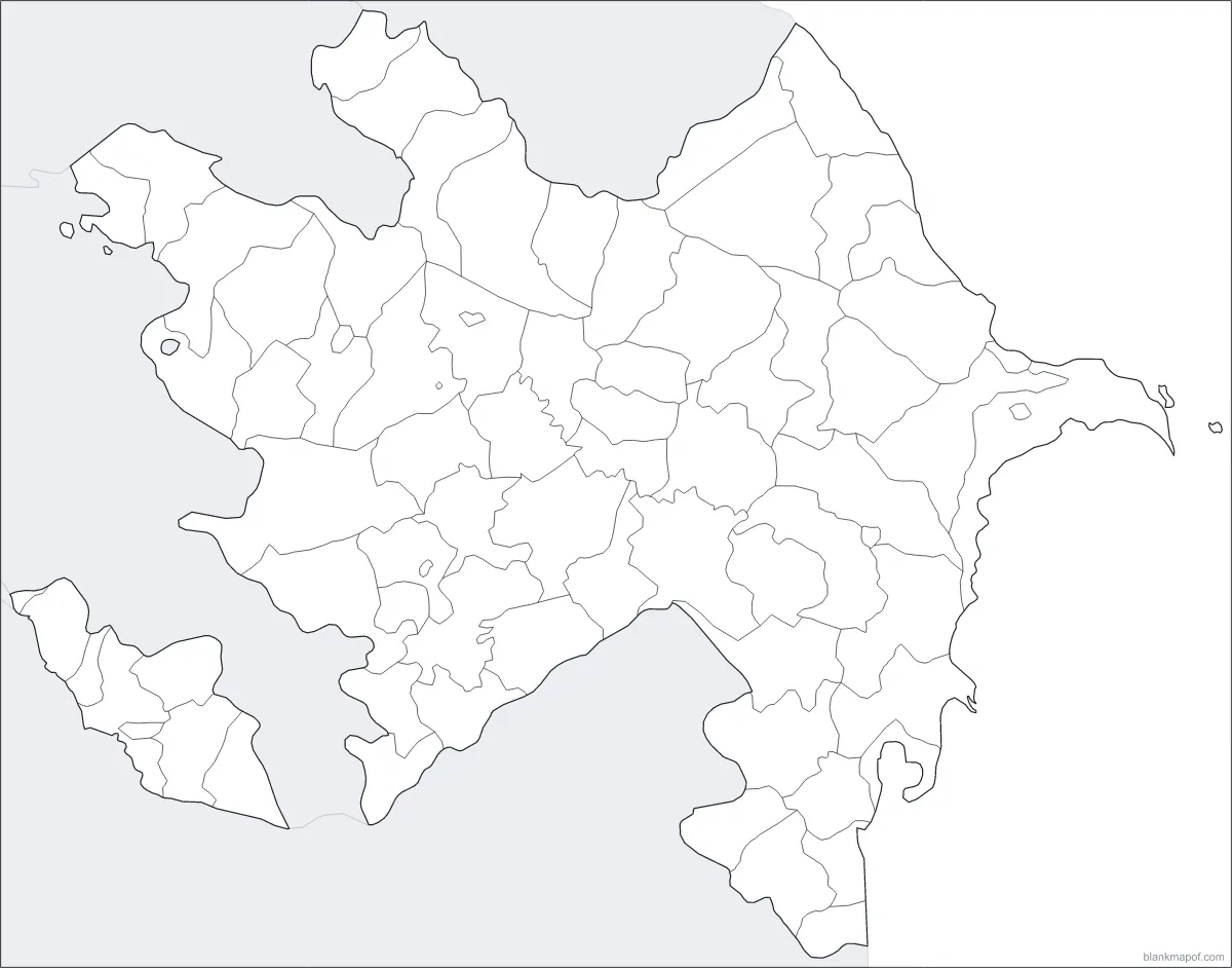 Blank map of Azerbaijan, with borders