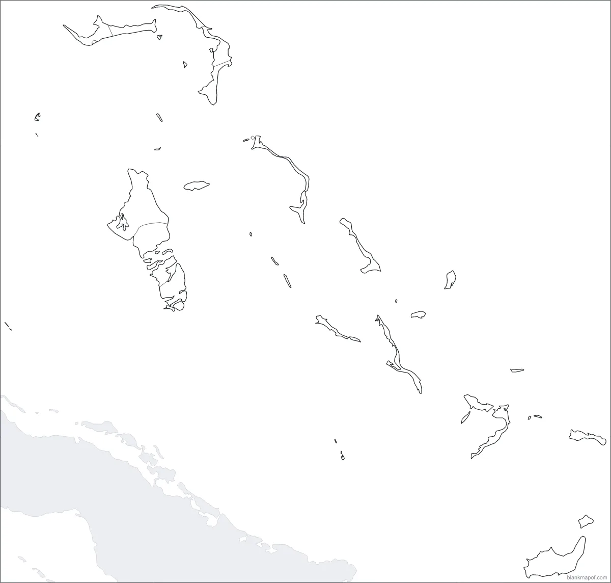 Blank map of the Bahamas, with borders