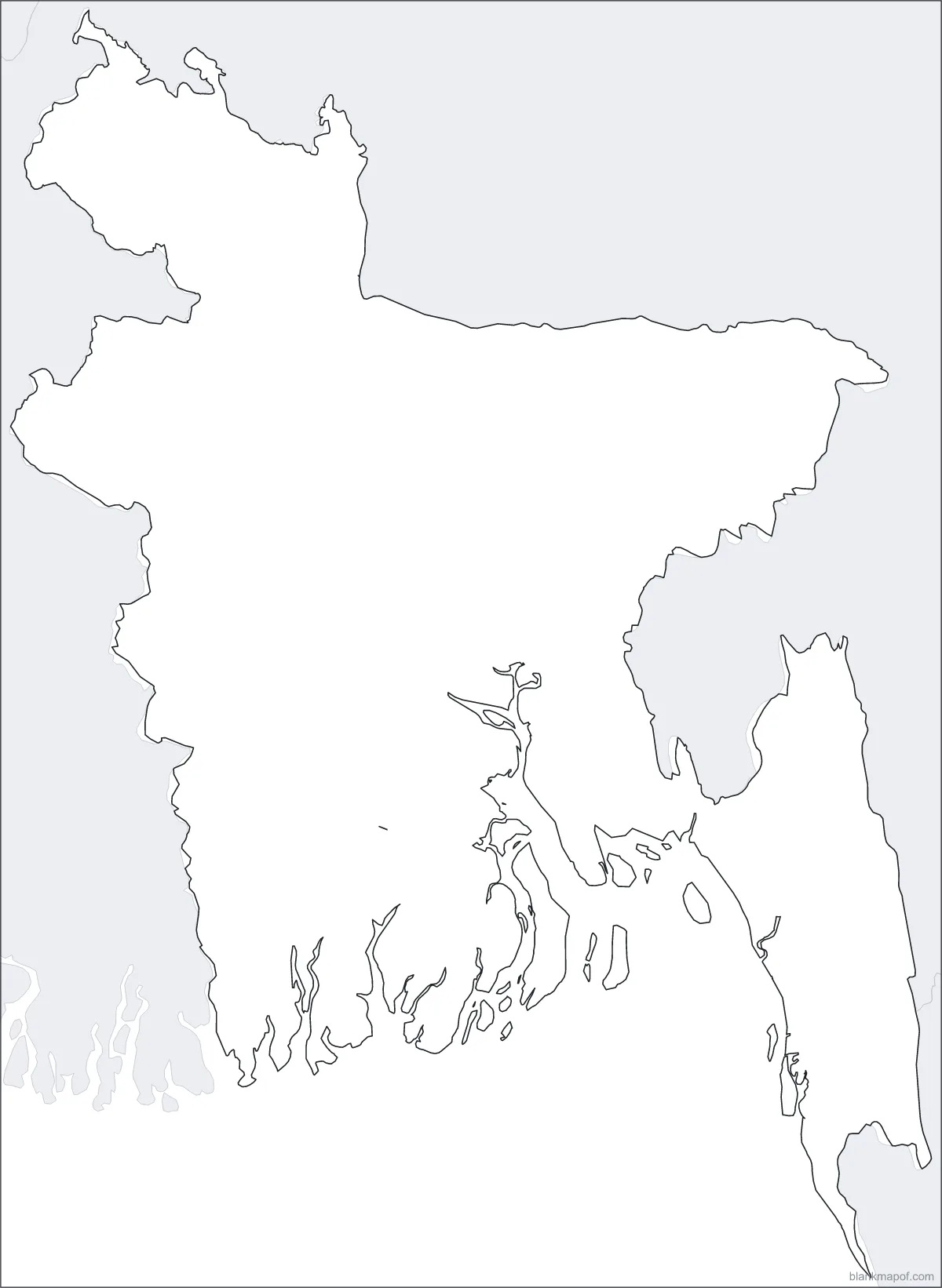 Blank map of Bangladesh, outline
