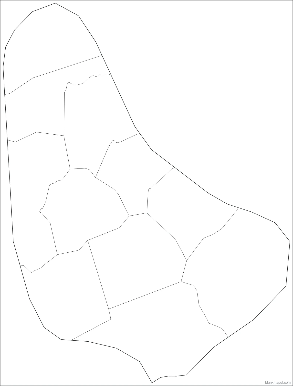 Blank map of Barbados, with borders