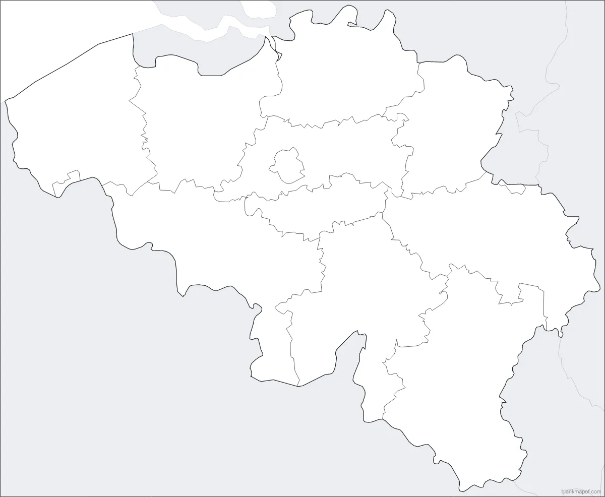 Blank map of Belgium