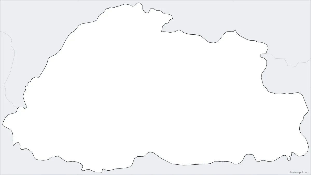 Blank map of Bhutan, outline