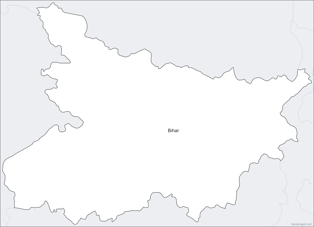 Blank map of Bihar, labeled