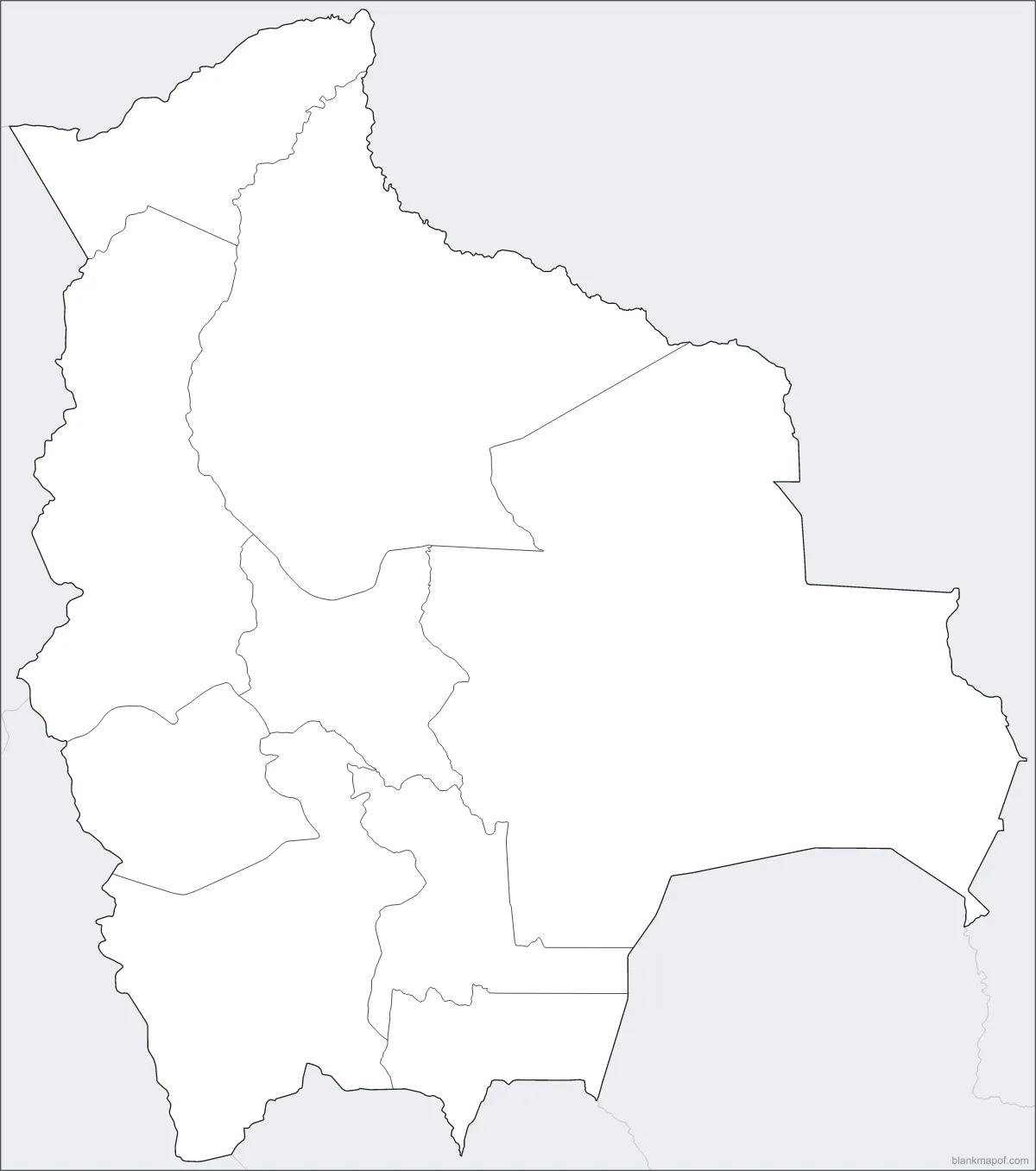 Blank map of Bolivia