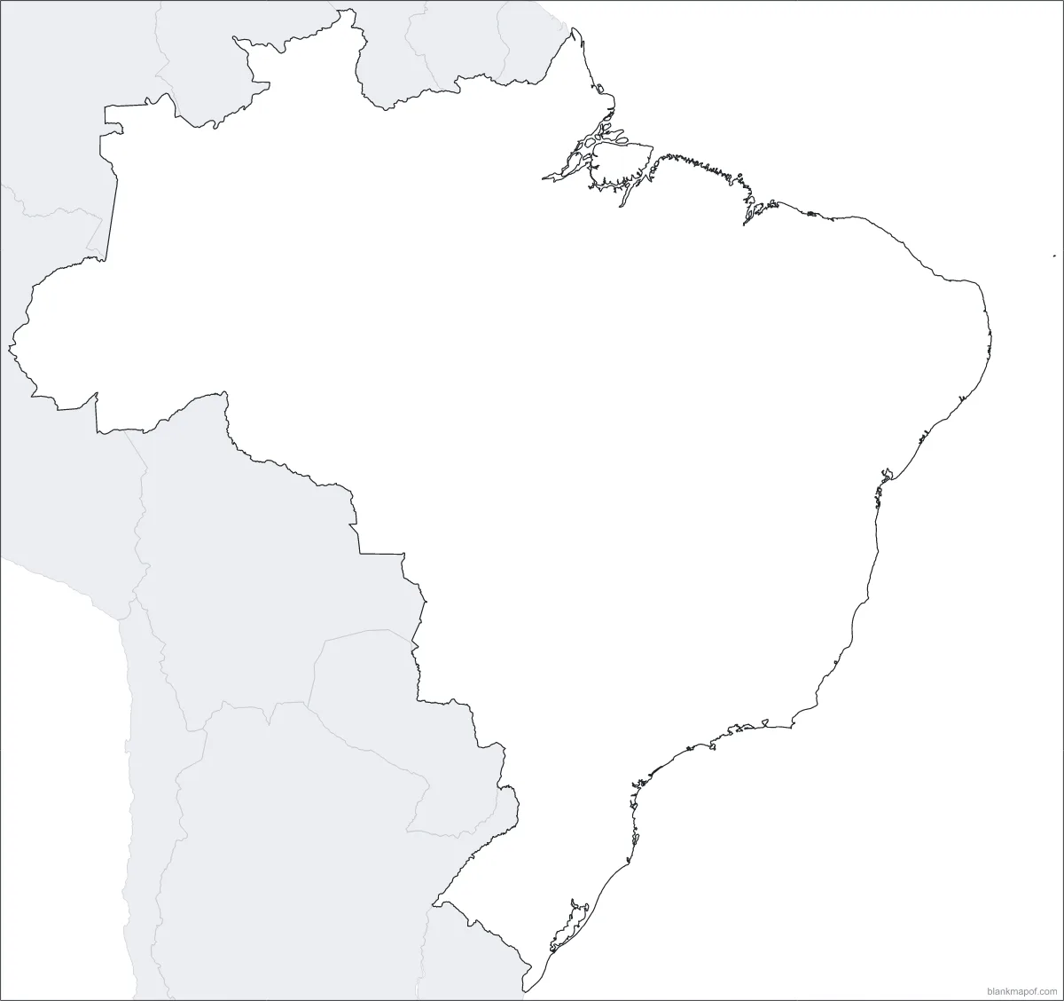 Blank map of Brazil, outline