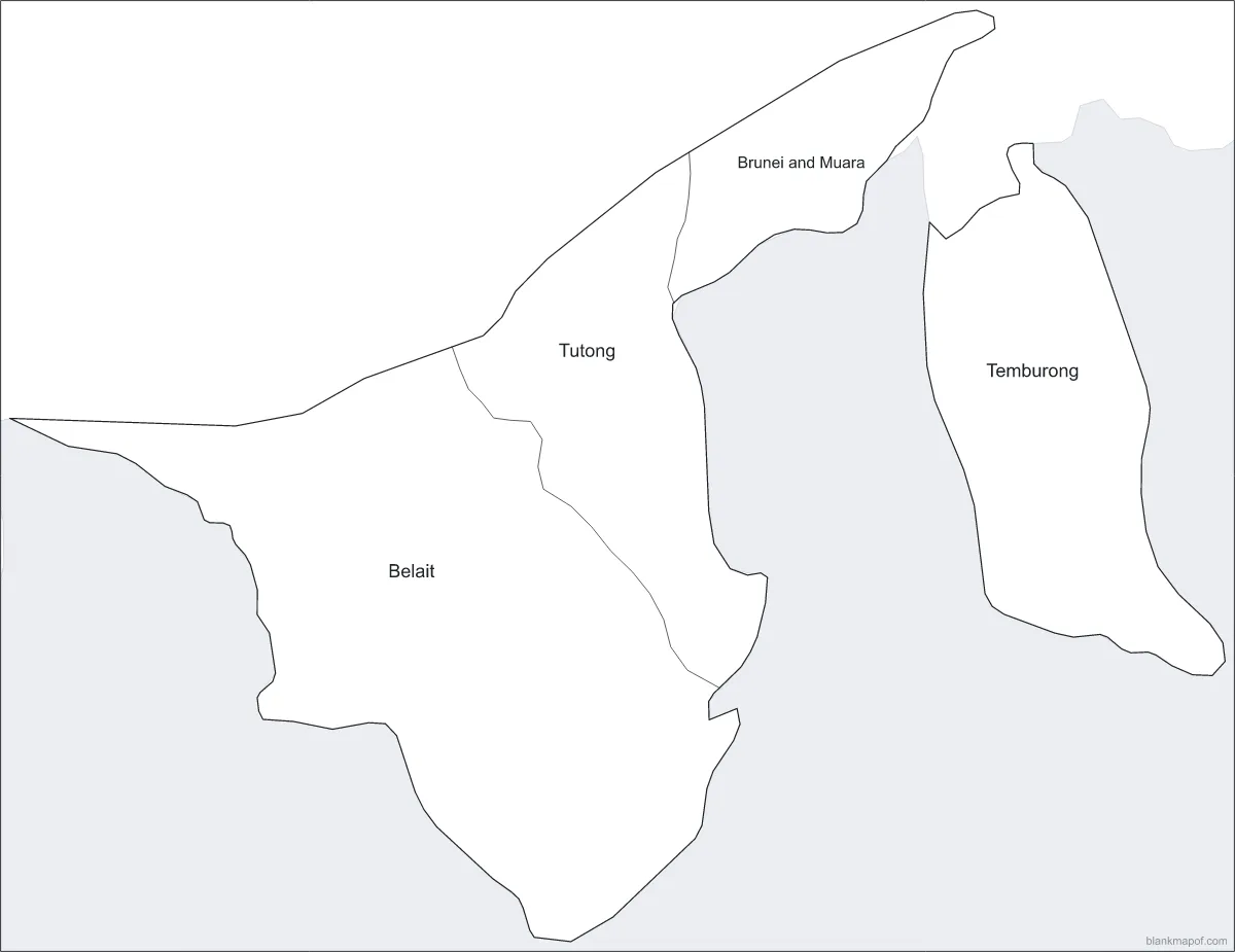 Blank map of Brunei, labeled