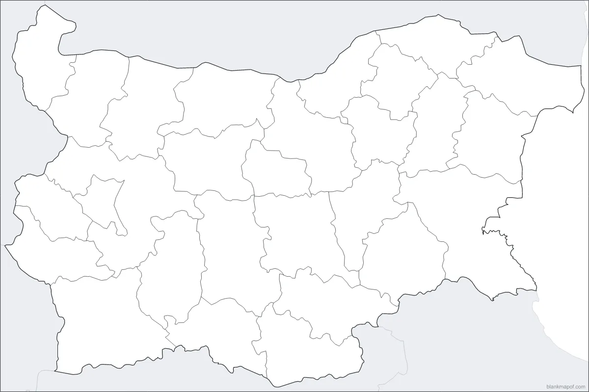 Blank map of Bulgaria, with borders