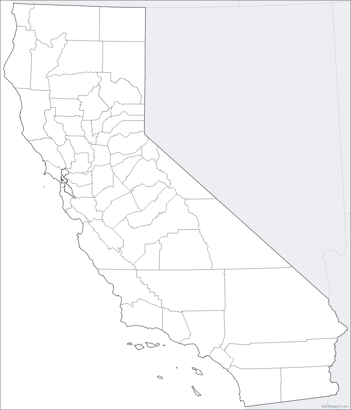 Blank map of California