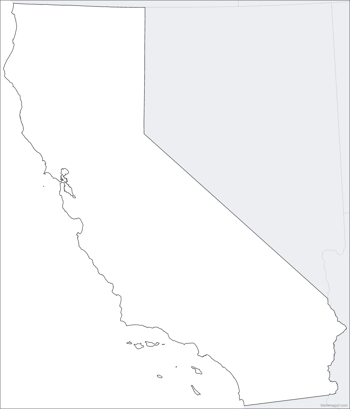 Blank map of California, outline
