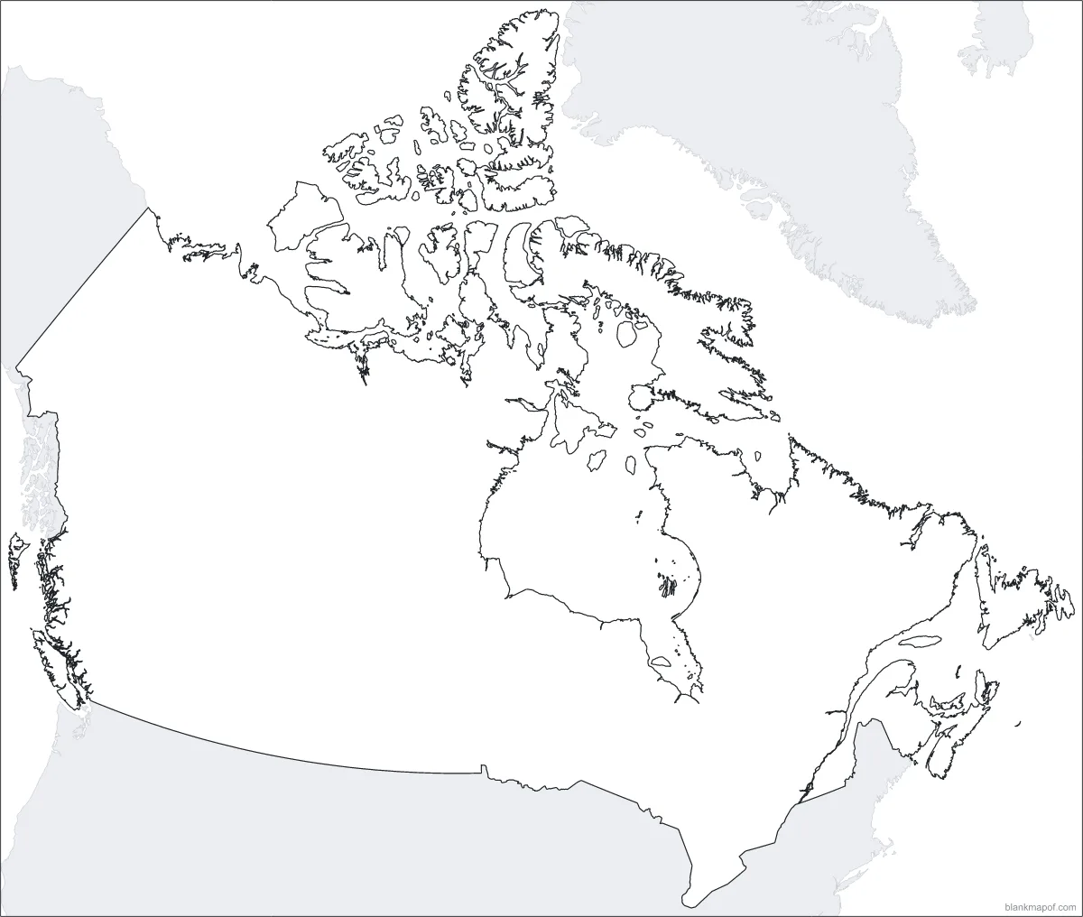 Blank map of Canada, outline