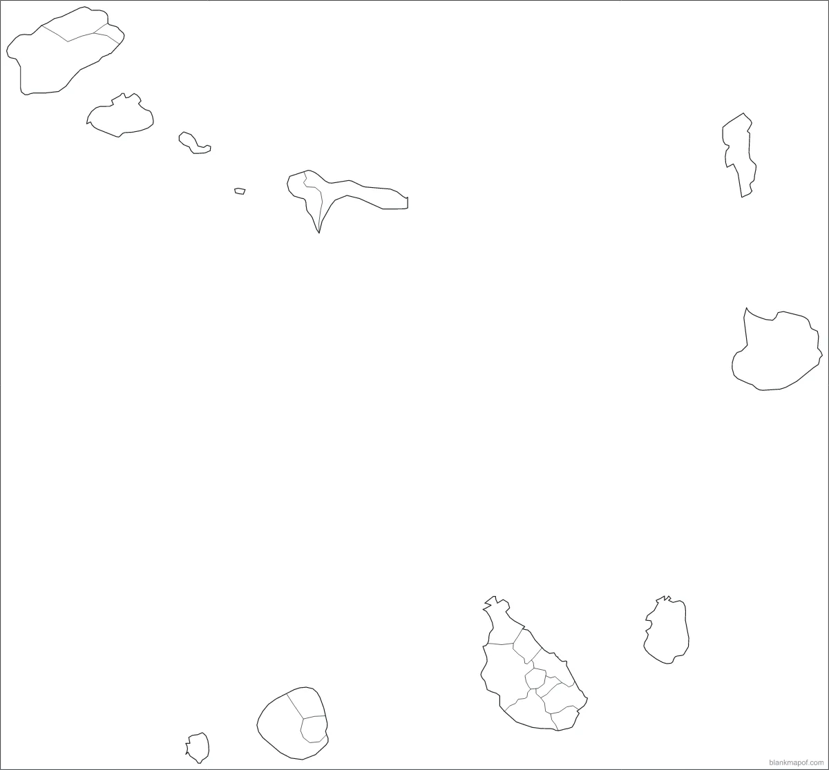 Blank map of Cabo Verde, with borders