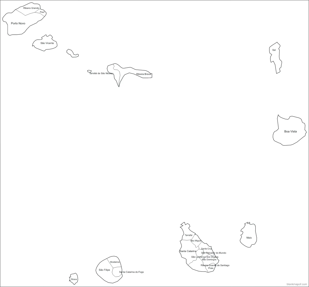 Blank map of Cabo Verde, labeled