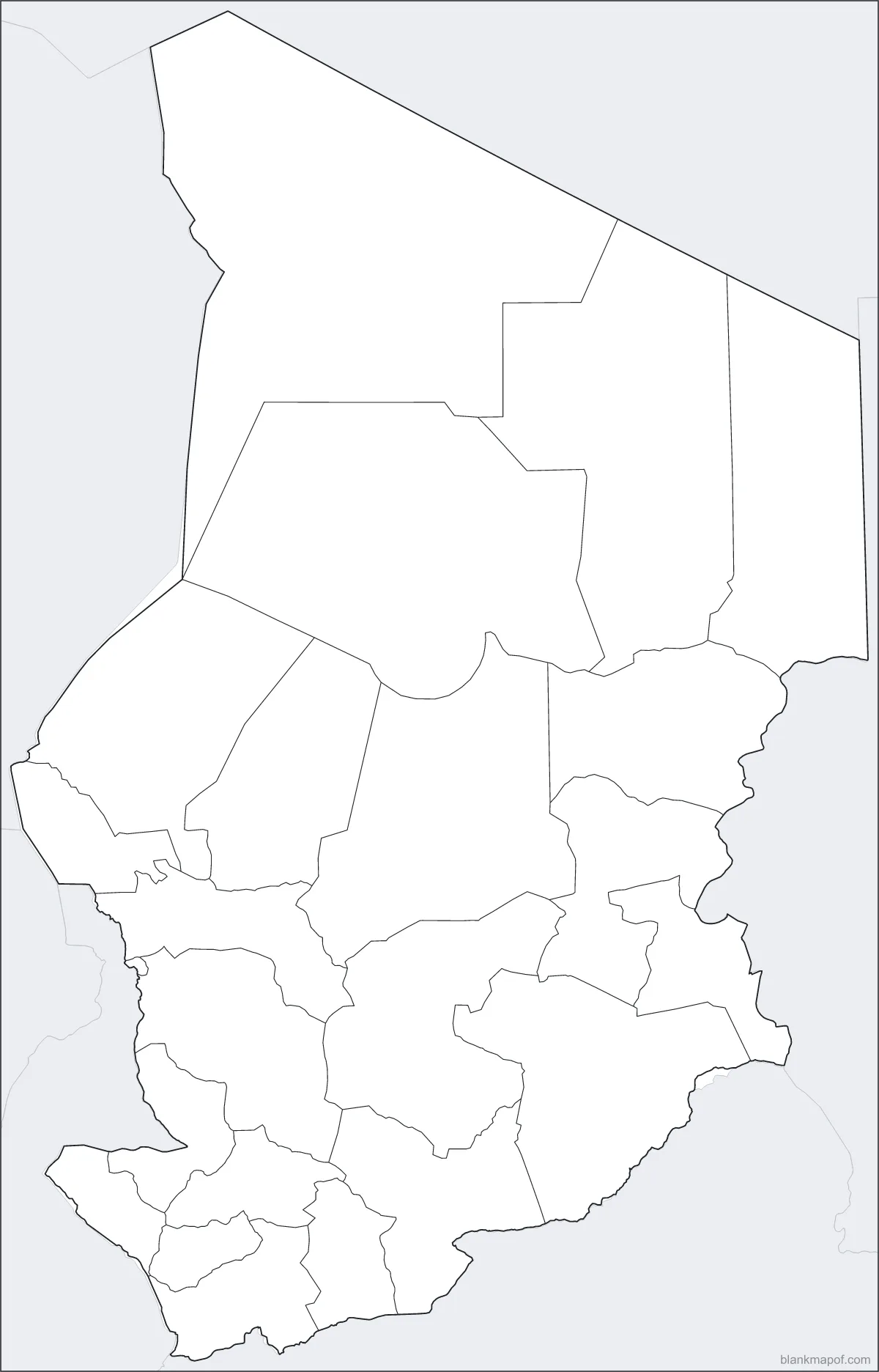 Blank map of Chad, with borders