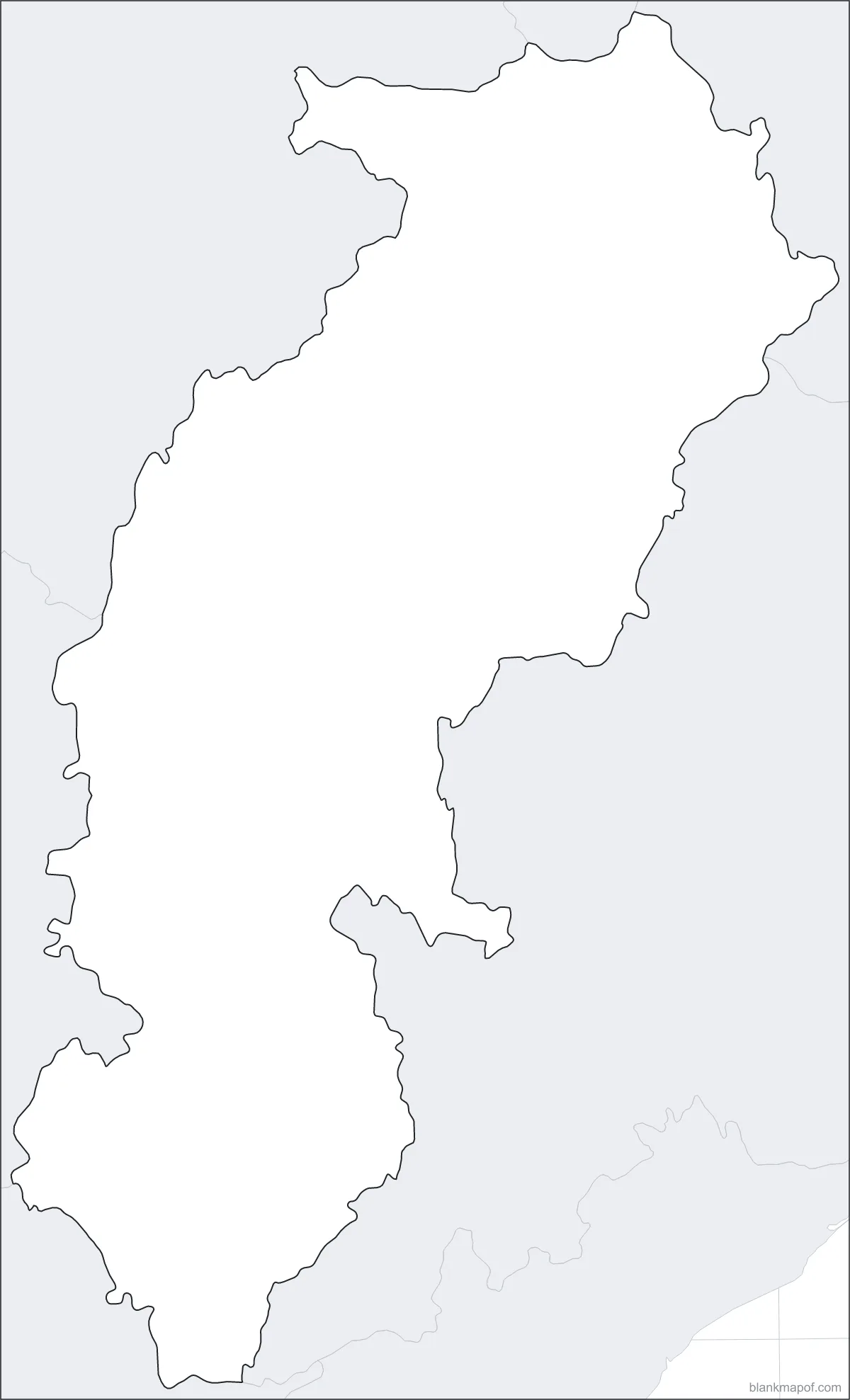 Blank map of Chhattisgarh, with lat/long grid