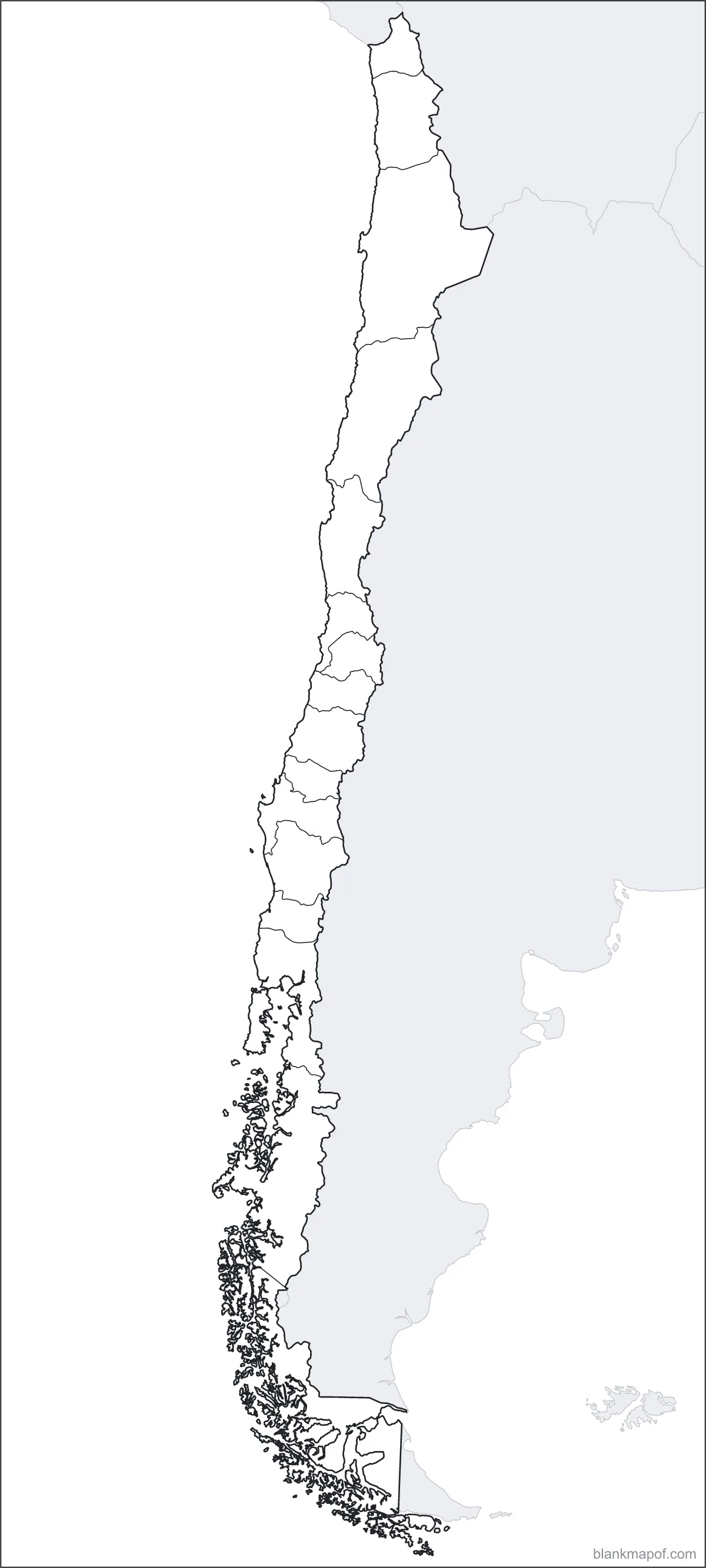 Blank map of Chile