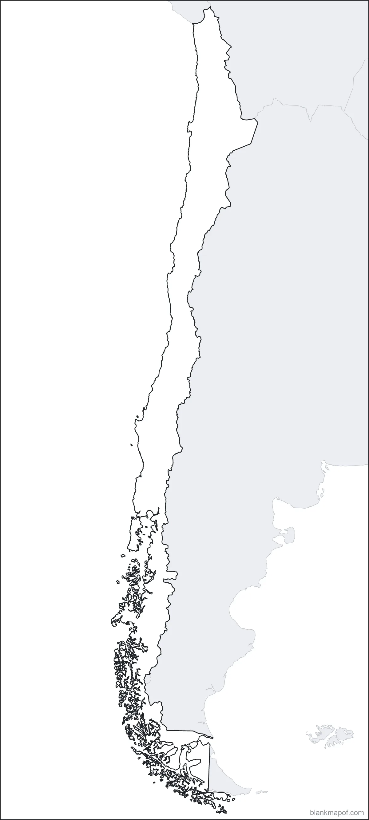 Blank map of Chile, outline