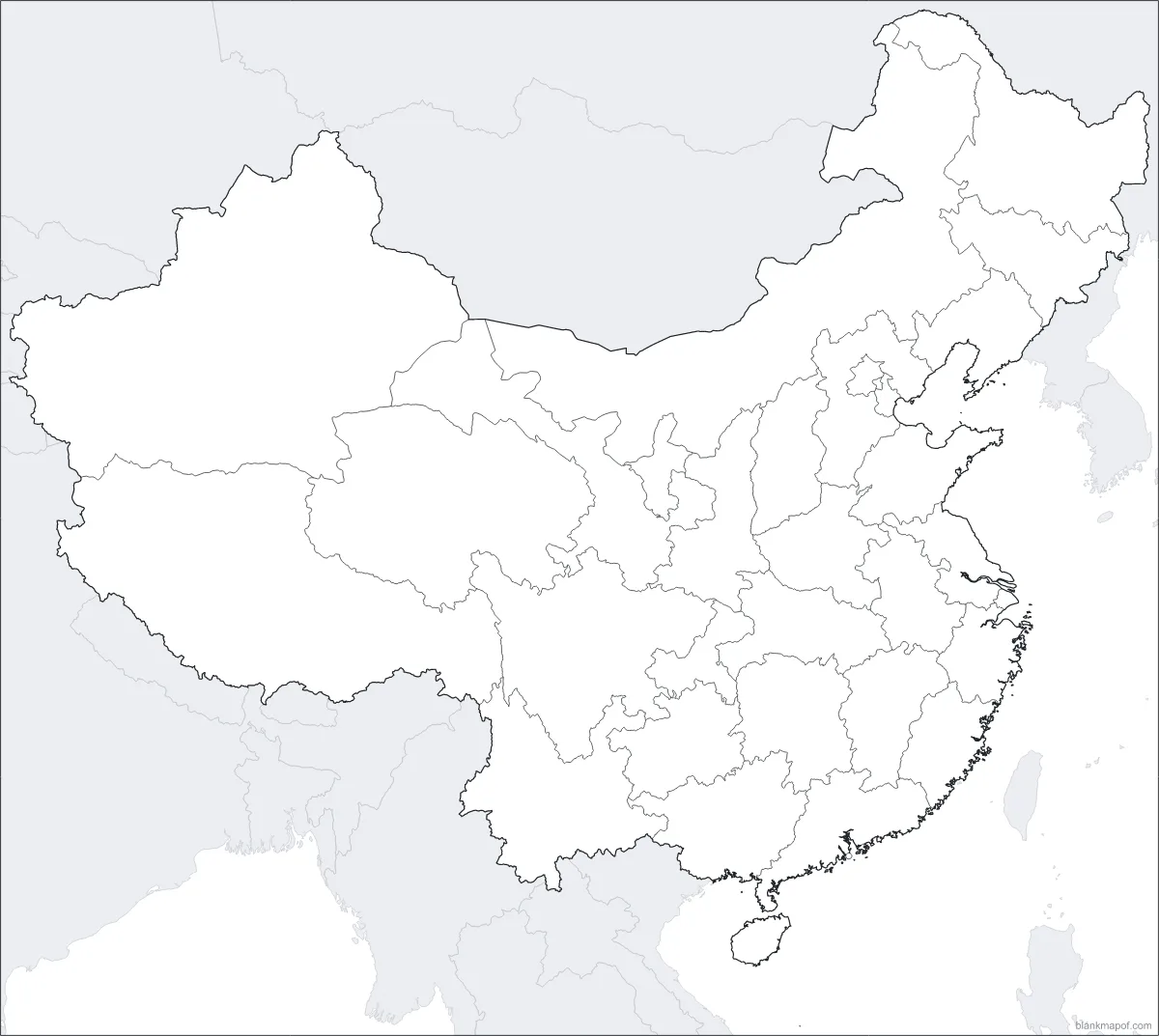 Blank map of China