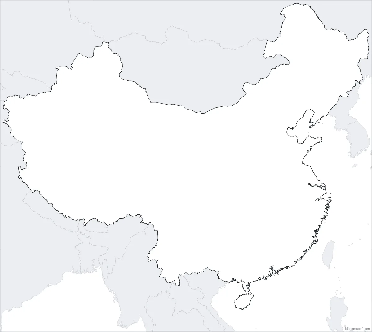 Blank map of China, outline
