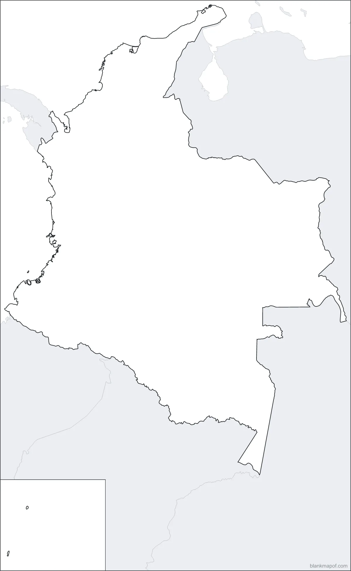 Blank map of Colombia, outline