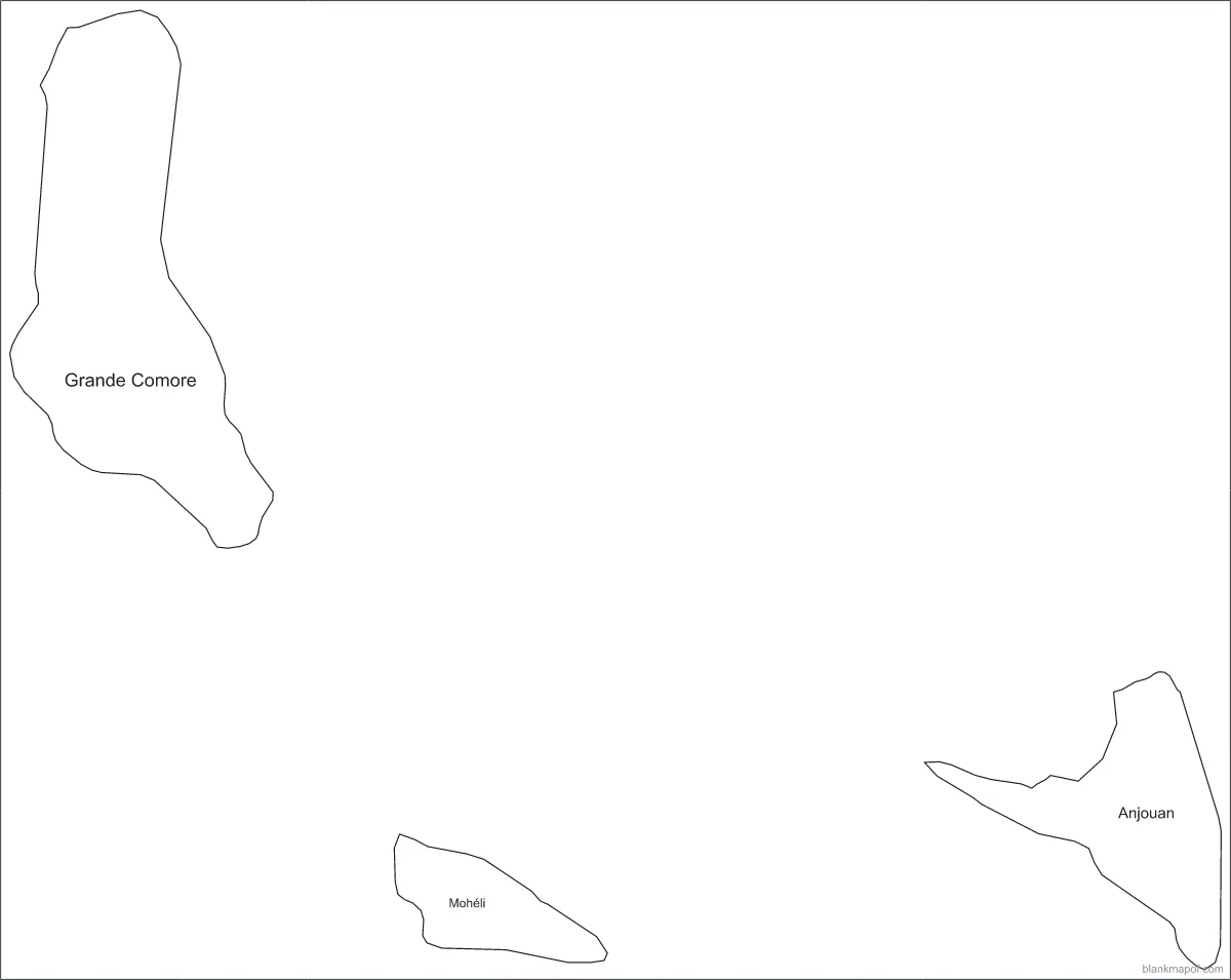 Blank map of the Comoros, labeled
