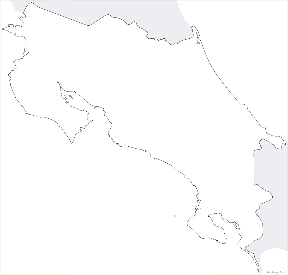 Blank map of Costa Rica, outline