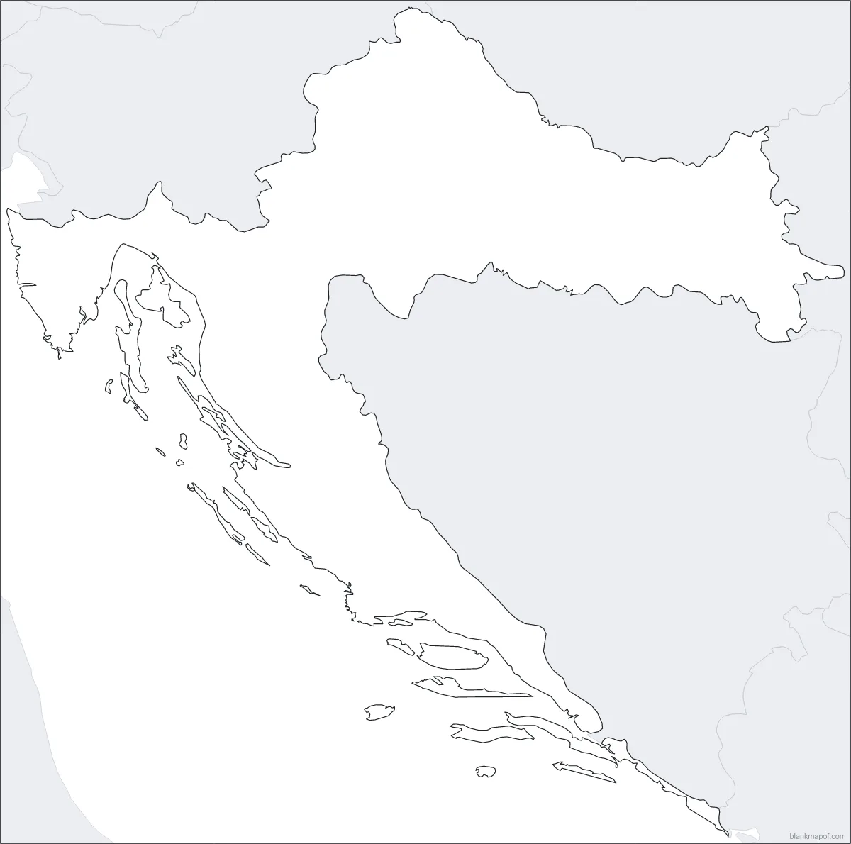 Blank map of Croatia, outline