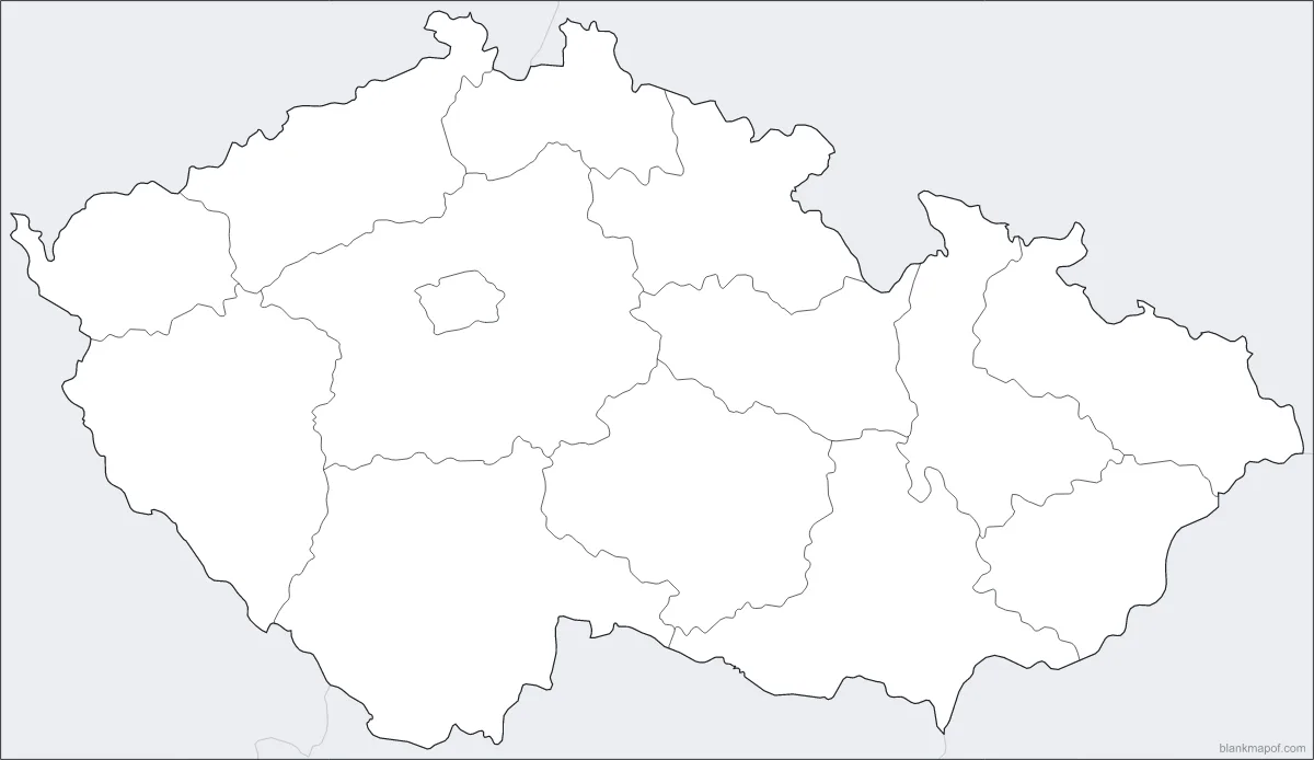 Blank map of the Czech Republic, with borders