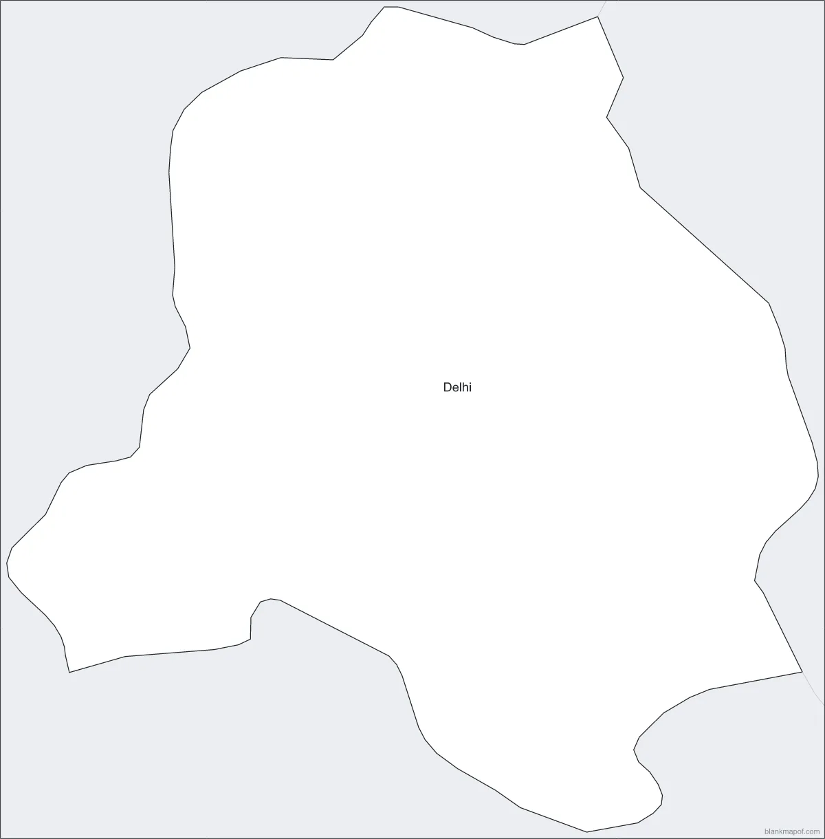 Blank map of Delhi, labeled