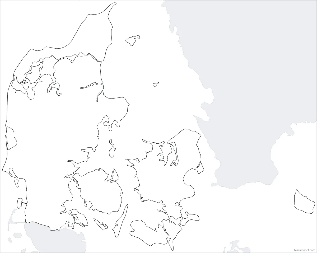 Blank map of Denmark, outline
