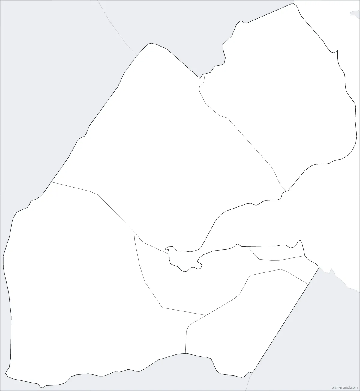 Blank map of Djibouti, with borders