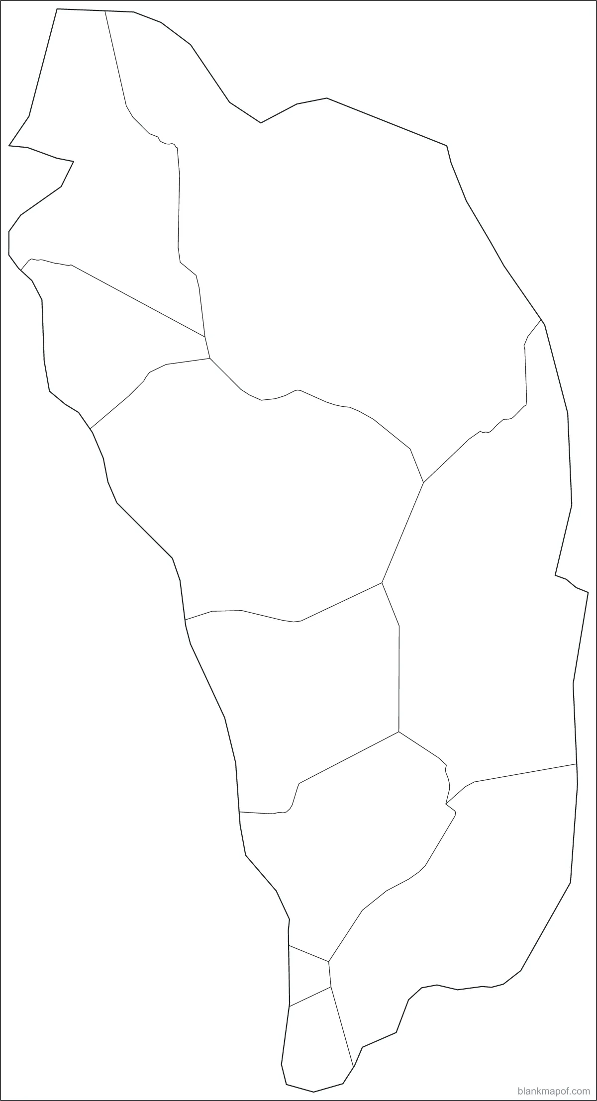 Blank map of Dominica, with borders