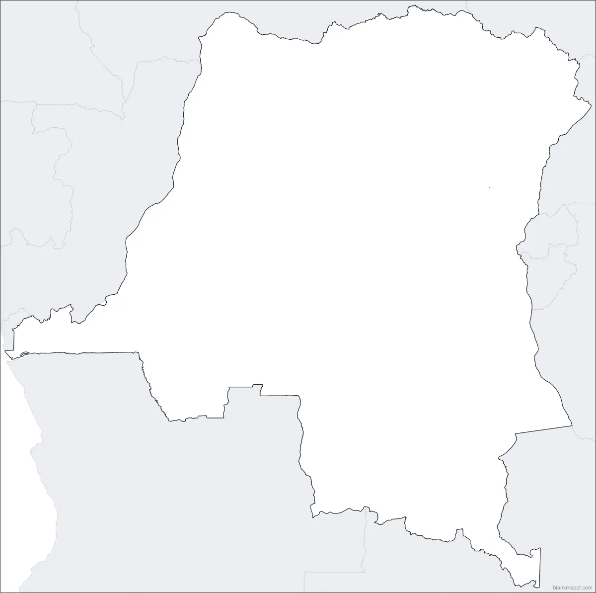 Blank map of DR Congo, outline