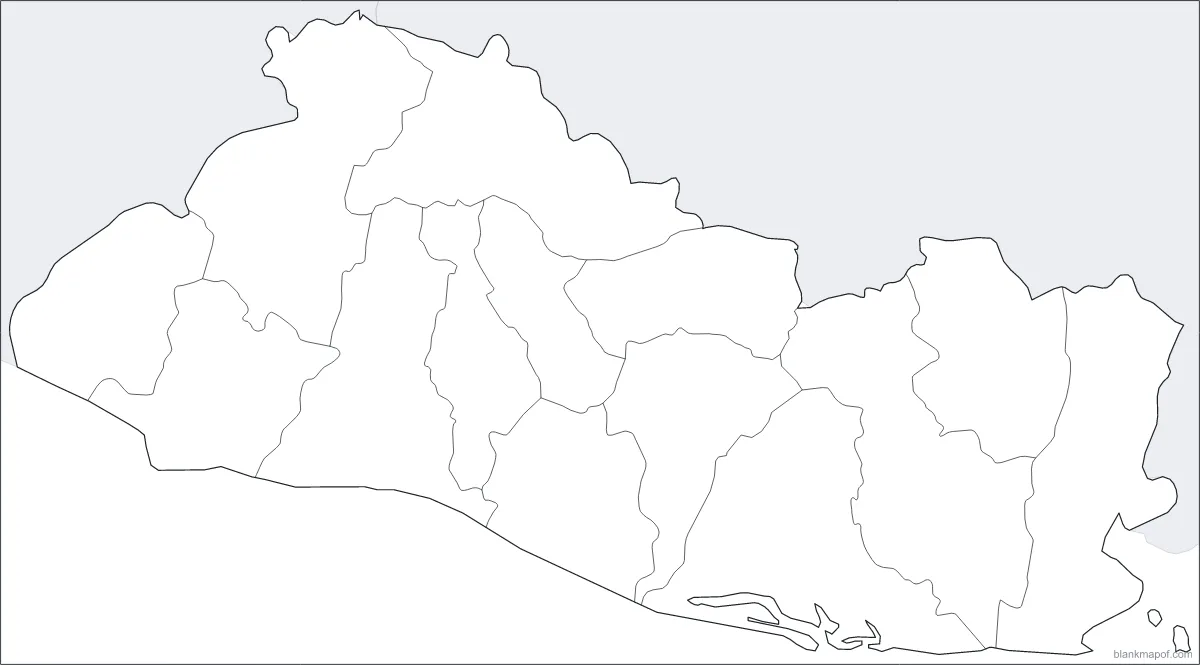 Blank map of El Salvador, with borders