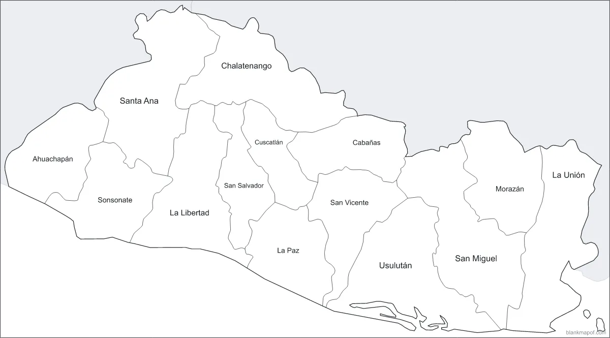 Blank map of El Salvador, labeled