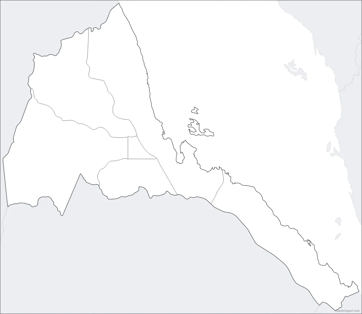 Blank map of Eritrea, with borders
